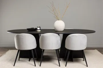 Bootcut Spisegruppe 230 cm Rektangulær med 6 Velvet Stoler - Sort - Møbler - Bord - Spisegruppe