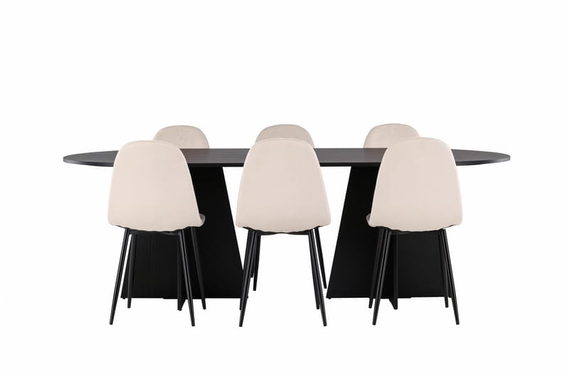 Bootcut Spisegruppe 230 cm Rektangulær med 6 Polar Stoler, Beige