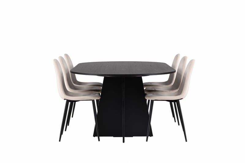 Bootcut Spisegruppe 230 cm Rektangulær med 6 Polar Stoler - Beige - Møbler - Bord - Spisegruppe