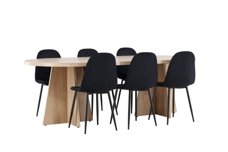 Bootcut Spisegruppe 230 cm Rektangulær med 6 Polar stoler - Whitewash/Sort - Møbler - Bord - Spisegruppe
