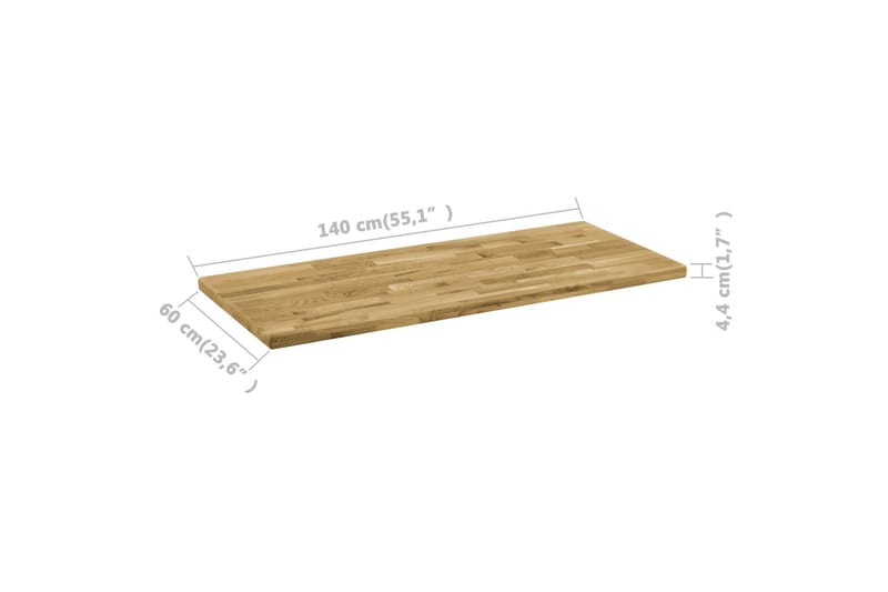 Bordplate heltre eik rektangulr 44 mm 140x60 cm - Brun - Ileggsplate - Bordplate