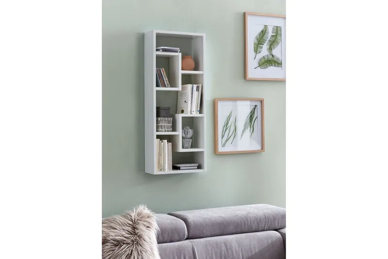 Vegghylle Wohnling melaminbelagt MDF, oppbevaringshylle, moderne stil Hvit - Hvit - Oppbevaring - Hylle - Bokhylle
