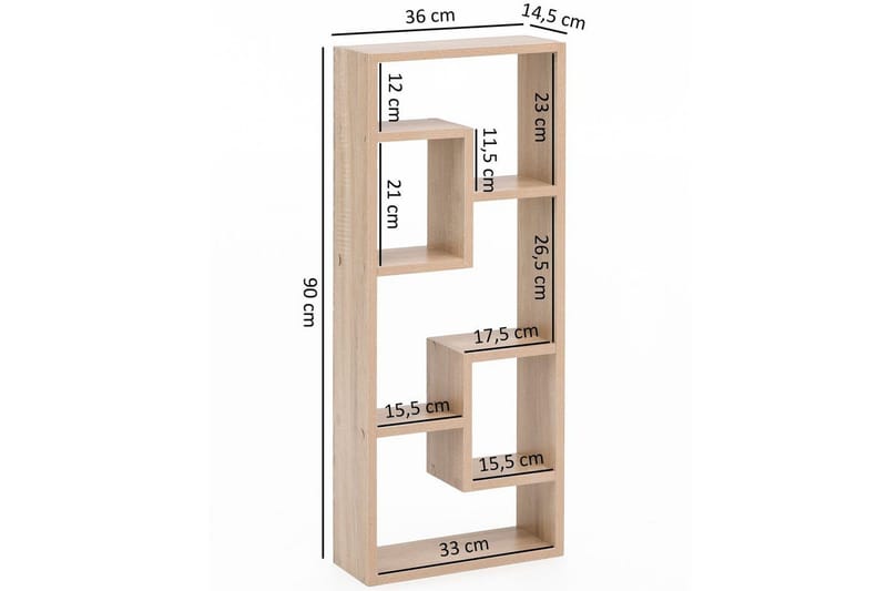 Veggmontert Bokhylle 15 cm i Eik - Beige - Oppbevaring - Hylle - Bokhylle
