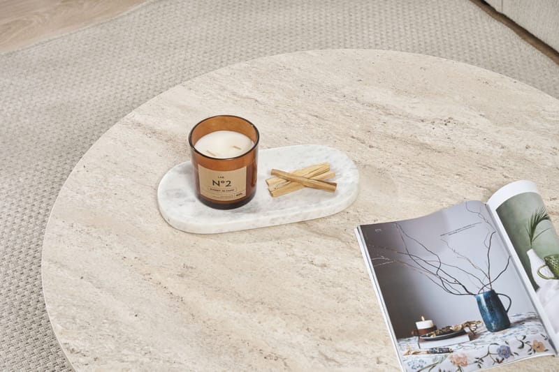 Boro Sofabord 90x40x90 cm - Travertine og Walnut - Møbler - Bord - Sofabord & salongbord