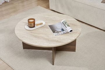 Boro Sofabord 90x40x90 cm - Travertine og Walnut - Møbler - Bord - Sofabord & salongbord