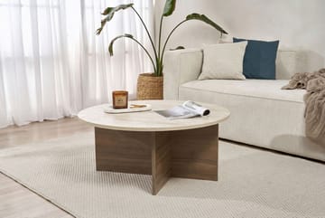 Boro Sofabord 90x40x90 cm - Travertine og Walnut - Møbler - Bord - Sofabord & salongbord