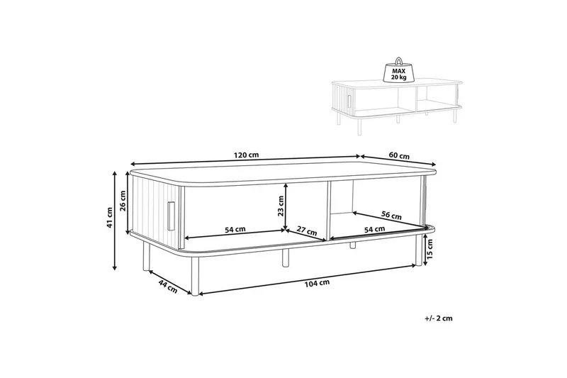 Bradley Salongbord 120 cm med Oppbevaring i Tre med Metallben - Brun|Svart - Møbler - Bord - Sofabord & salongbord