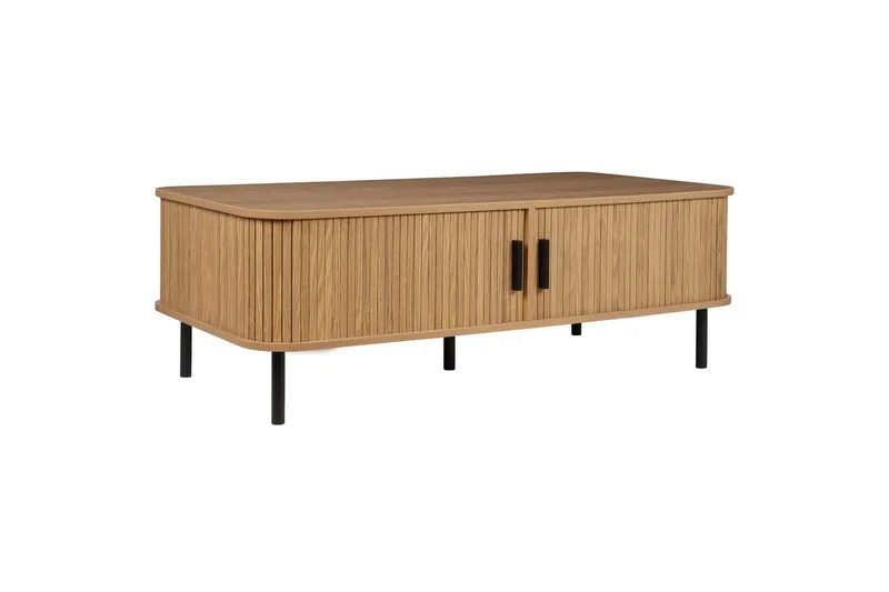 Bradley Salongbord 120 cm med Oppbevaring i Tre med Metallben, Brun|Svart