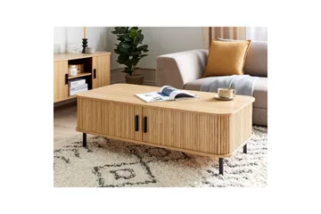 Bradley Salongbord 120 cm med Oppbevaring i Tre med Metallben - Brun|Svart - Møbler - Bord - Sofabord & salongbord