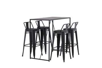 Brea Barbord 60x120 cm med 4 Tempe Stoler - Sort - Møbler - Bord - Barbord & ståbord