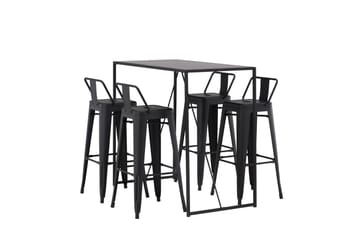 Brea Barbord 60x120 cm med 4 Tempe Stoler - Sort - Møbler - Bord - Barbord & ståbord