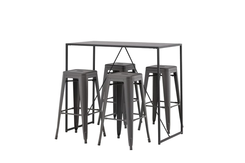 Brea Spisegruppe 120 cm Rektangulær med 4 Adesto Stoler - Sort - Møbler - Bord - Spisegruppe