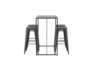 Brea Spisegruppe 120 cm Rektangulær med 4 Adesto Stoler - Sort - Møbler - Bord - Spisegruppe