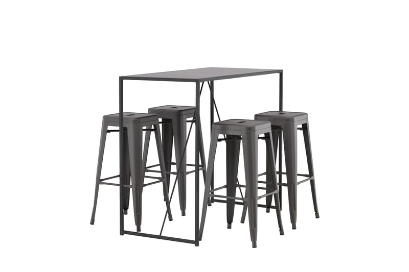 Brea Spisegruppe 120 cm Rektangulær med 4 Adesto Stoler - Sort - Møbler - Bord - Spisegruppe