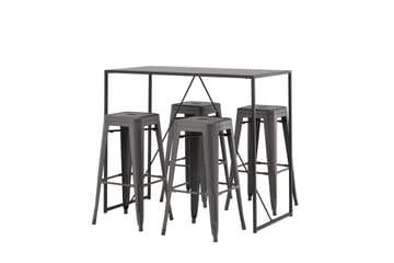 Brea Spisegruppe 120 cm Rektangulær med 4 Adesto Stoler - Sort - Møbler - Bord - Spisegruppe