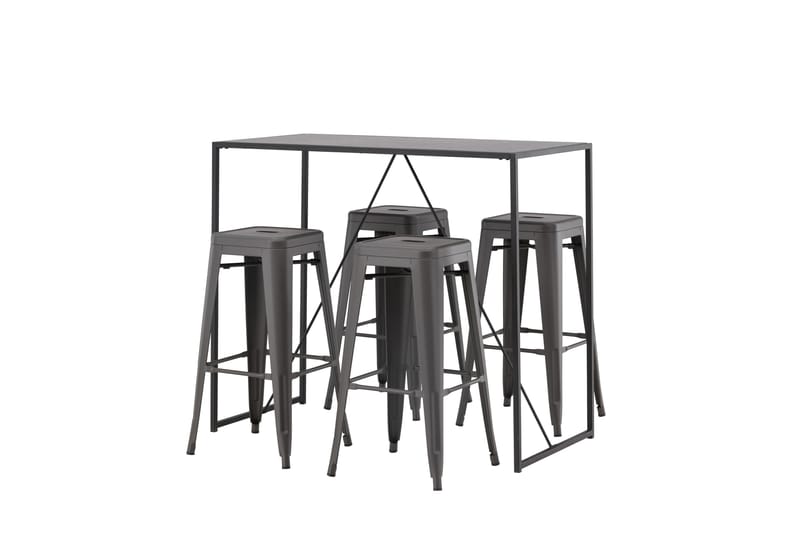 Brea Spisegruppe 120 cm Rektangulær med 4 Adesto Stoler - Sort - Møbler - Bord - Spisegruppe