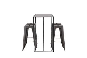 Brea Spisegruppe 120 cm Rektangulær med 4 Adesto Stoler - Sort - Møbler - Bord - Spisegruppe