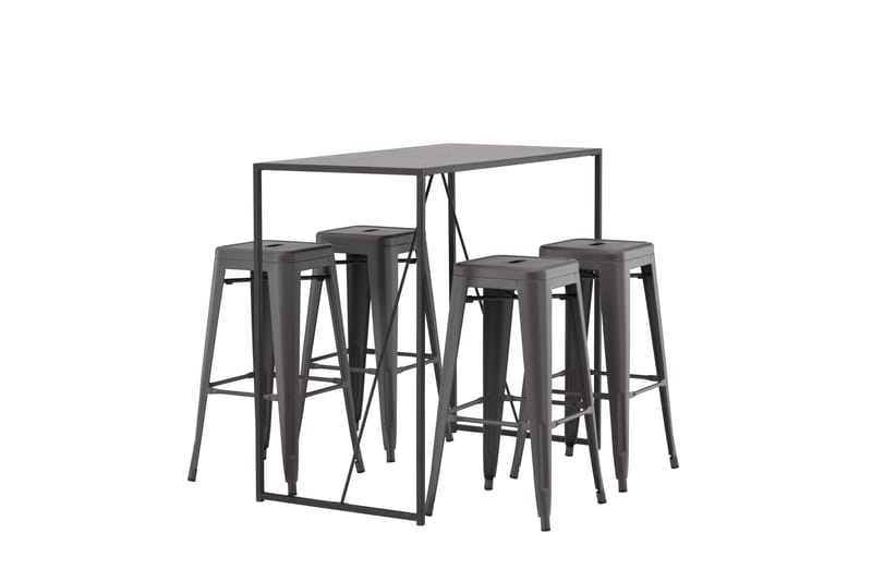Brea Spisegruppe 120 cm Rektangulær med 4 Adesto Stoler - Sort - Møbler - Bord - Spisegruppe