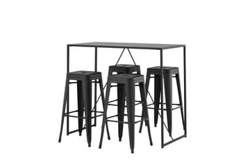 Brea Spisegruppe 120 cm Rektangulær med 4 Adesto Stoler - Sort - Møbler - Bord - Spisegruppe