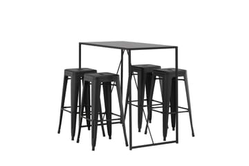 Brea Spisegruppe 120 cm Rektangulær med 4 Adesto Stoler - Sort - Møbler - Bord - Spisegruppe