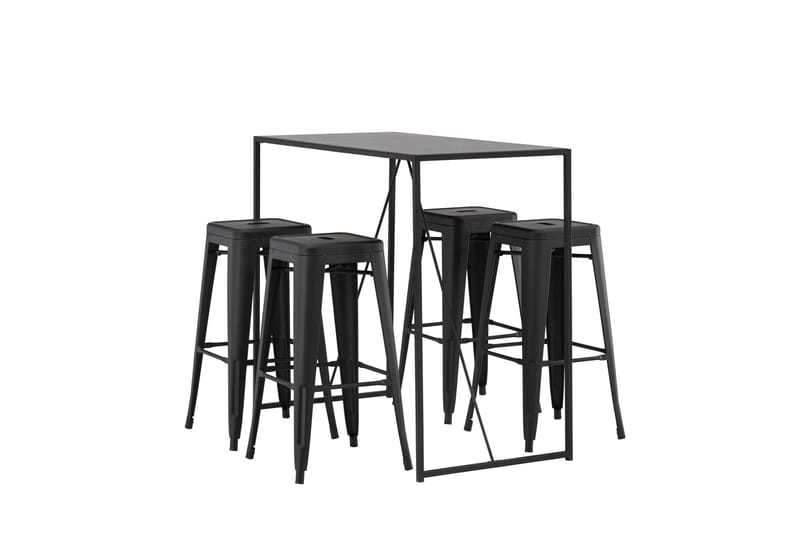 Brea Spisegruppe 120 cm Rektangulær med 4 Adesto Stoler - Sort - Møbler - Bord - Spisegruppe
