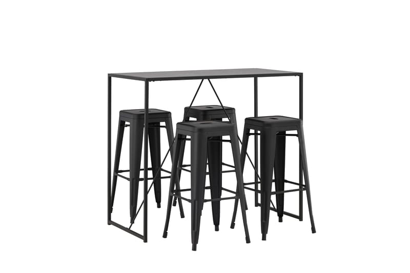 Brea Spisegruppe 120 cm Rektangulær med 4 Adesto Stoler - Sort - Møbler - Bord - Spisegruppe