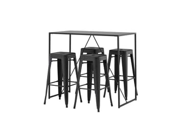 Brea Spisegruppe 120 cm Rektangulær med 4 Adesto Stoler - Sort - Møbler - Bord - Spisegruppe