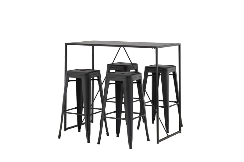 Brea Spisegruppe 120 cm Rektangulær med 4 Adesto Stoler - Sort - Møbler - Bord - Spisegruppe