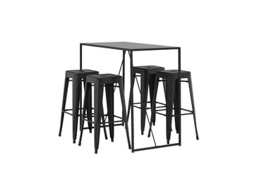 Brea Spisegruppe 120 cm Rektangulær med 4 Adesto Stoler - Sort - Møbler - Bord - Spisegruppe