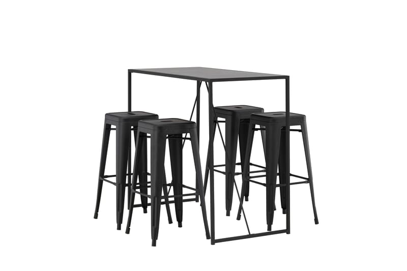 Brea Spisegruppe 120 cm Rektangulær med 4 Adesto Stoler - Sort - Møbler - Bord - Spisegruppe