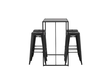 Brea Spisegruppe 120 cm Rektangulær med 4 Adesto Stoler - Sort - Møbler - Bord - Spisegruppe