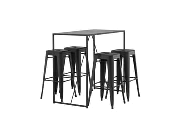 Brea Spisegruppe 120 cm Rektangulær med 4 Adesto Stoler - Sort - Møbler - Bord - Spisegruppe
