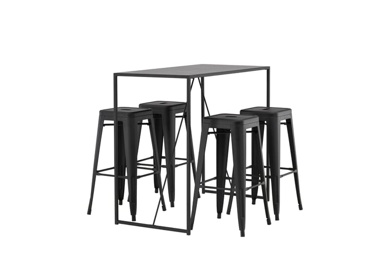 Brea Spisegruppe 120 cm Rektangulær med 4 Adesto Stoler - Sort - Møbler - Bord - Spisegruppe