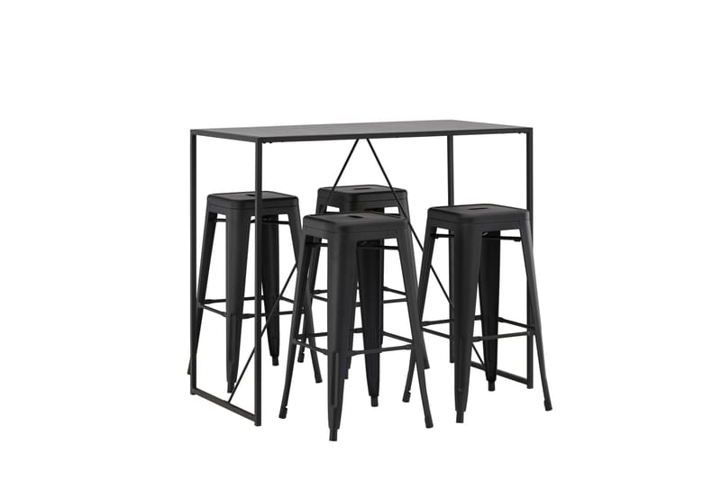 Brea Spisegruppe 120 cm Rektangulær med 4 Adesto Stoler - Sort - Møbler - Bord - Spisegruppe
