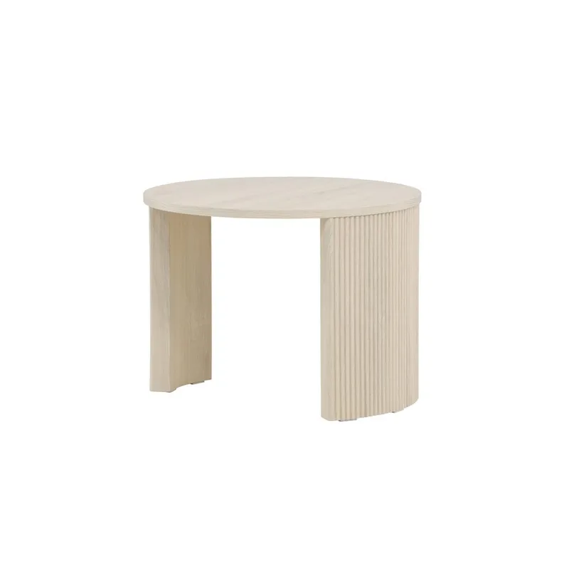 Bristol 60 cm Rundt Sofabord i Tre med Riflede Ben, Beige