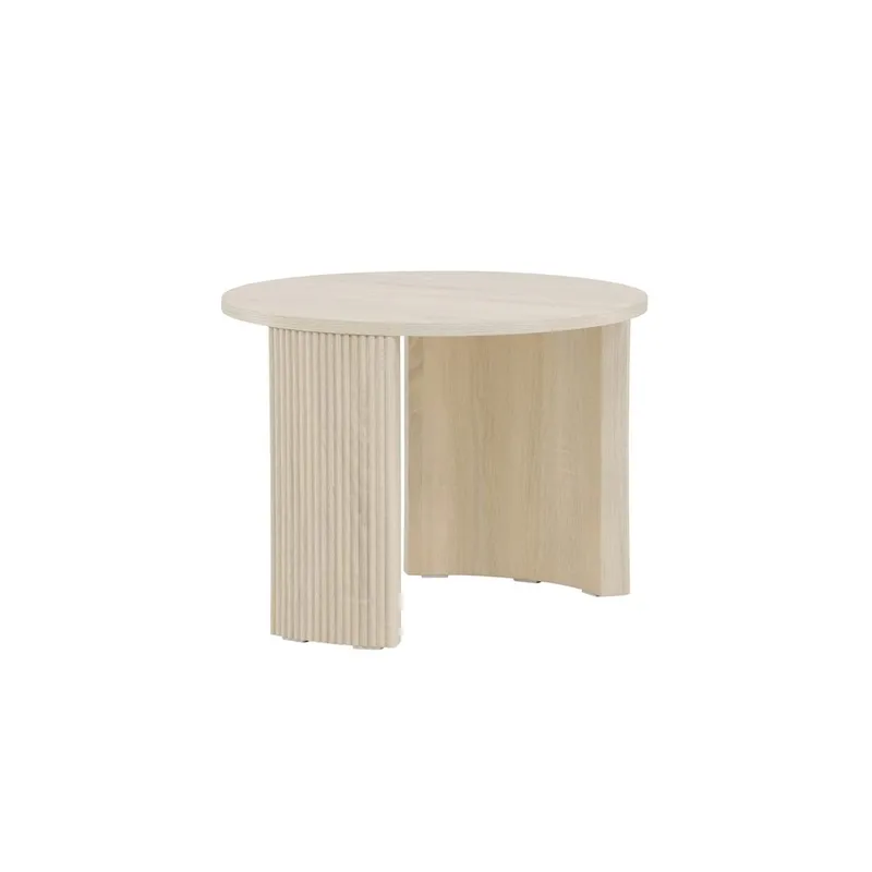 Bristol 60 cm Rundt Sofabord i Tre med Riflede Ben - Beige - Møbler - Bord - Sofabord & salongbord