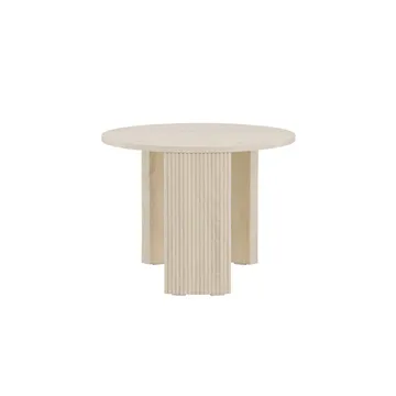 Bristol 60 cm Rundt Sofabord i Tre med Riflede Ben - Beige - Møbler - Bord - Sofabord & salongbord