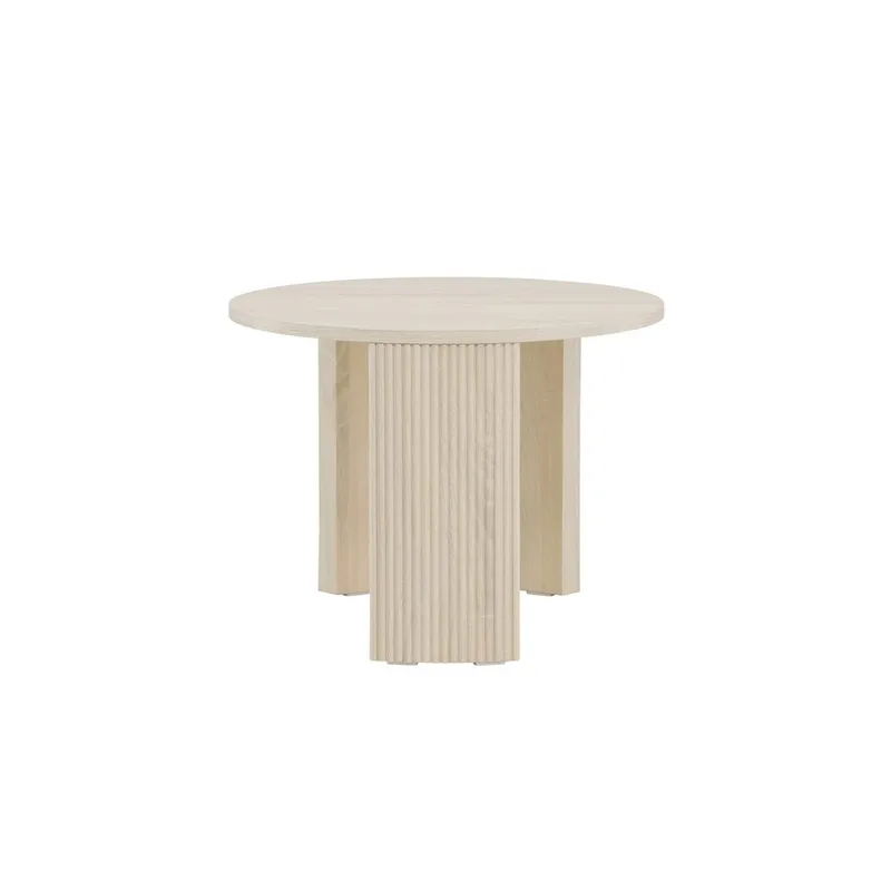 Bristol 60 cm Rundt Sofabord i Tre med Riflede Ben - Beige - Møbler - Bord - Sofabord & salongbord