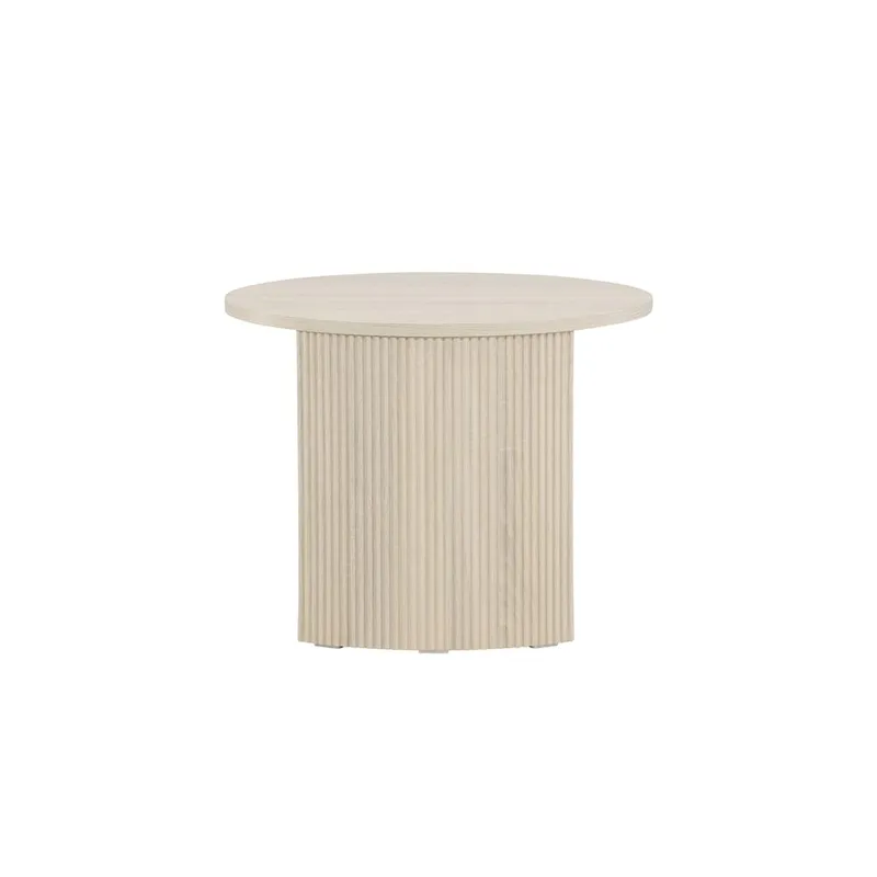 Bristol 60 cm Rundt Sofabord i Tre med Riflede Ben - Beige - Møbler - Bord - Sofabord & salongbord