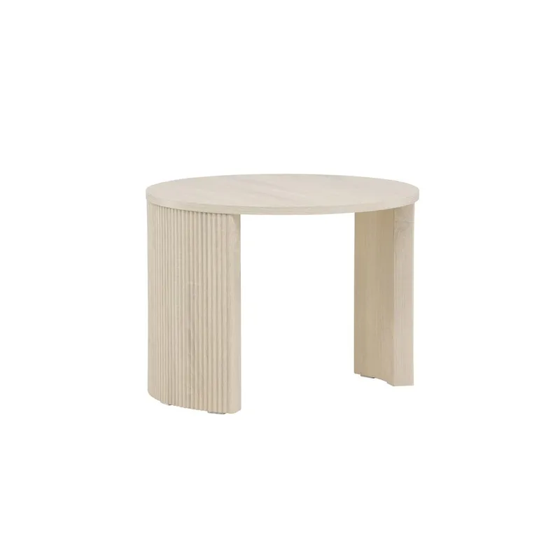 Bristol 60 cm Rundt Sofabord i Tre med Riflede Ben - Beige - Møbler - Bord - Sofabord & salongbord