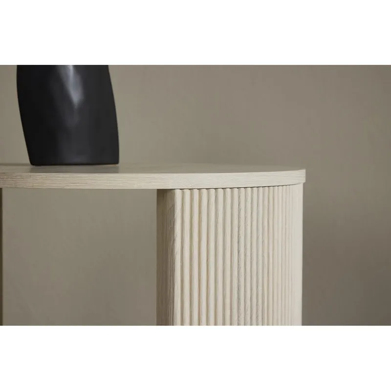 Bristol 60 cm Rundt Sofabord i Tre med Riflede Ben - Beige - Møbler - Bord - Sofabord & salongbord