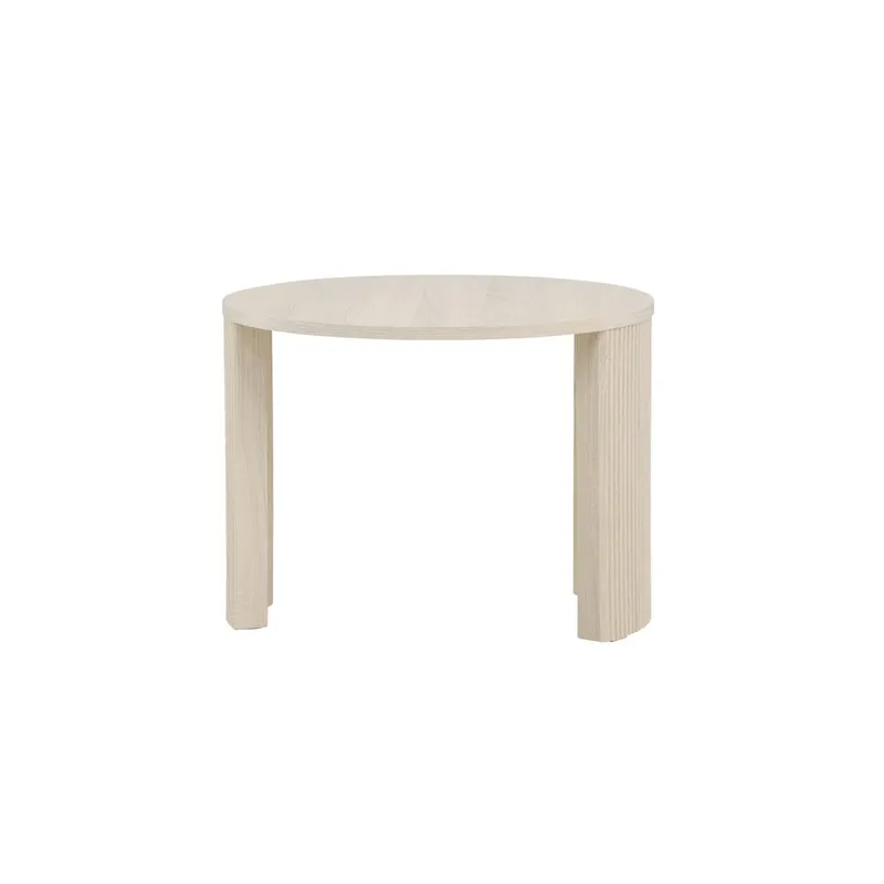 Bristol 60 cm Rundt Sofabord i Tre med Riflede Ben - Beige - Møbler - Bord - Sofabord & salongbord