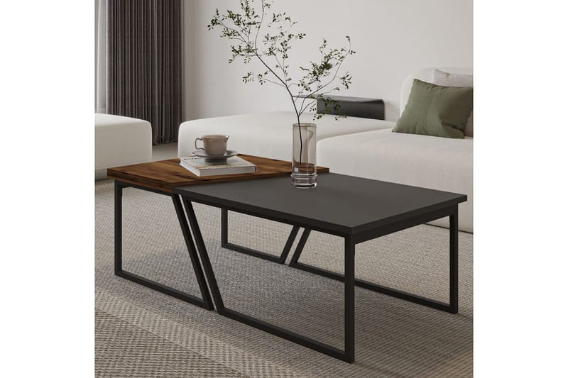 Bulskoll Stuebord 120 cm - Antrasitt/Valnøtt - Møbler - Bord - Sofabord & salongbord