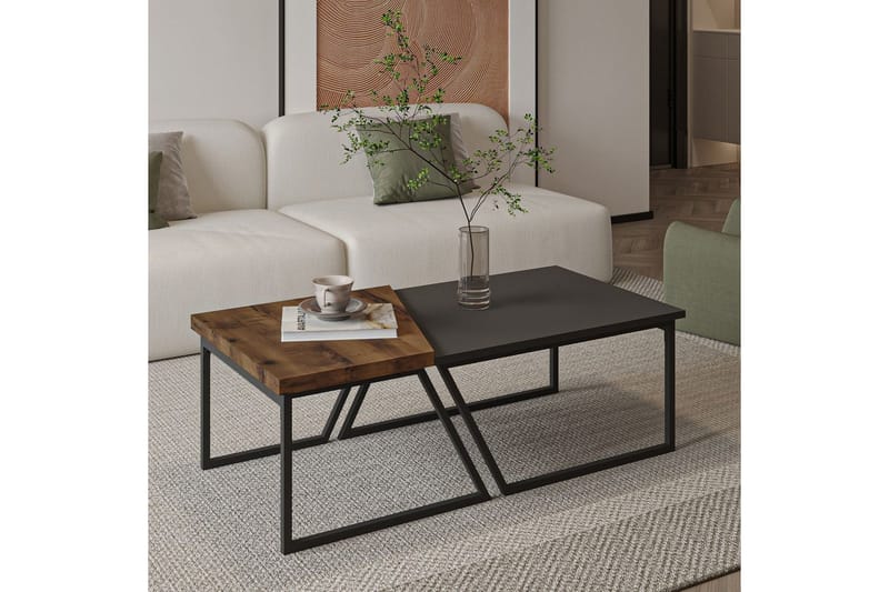 Bulskoll Stuebord 120 cm - Antrasitt/Valnøtt - Møbler - Bord - Sofabord & salongbord