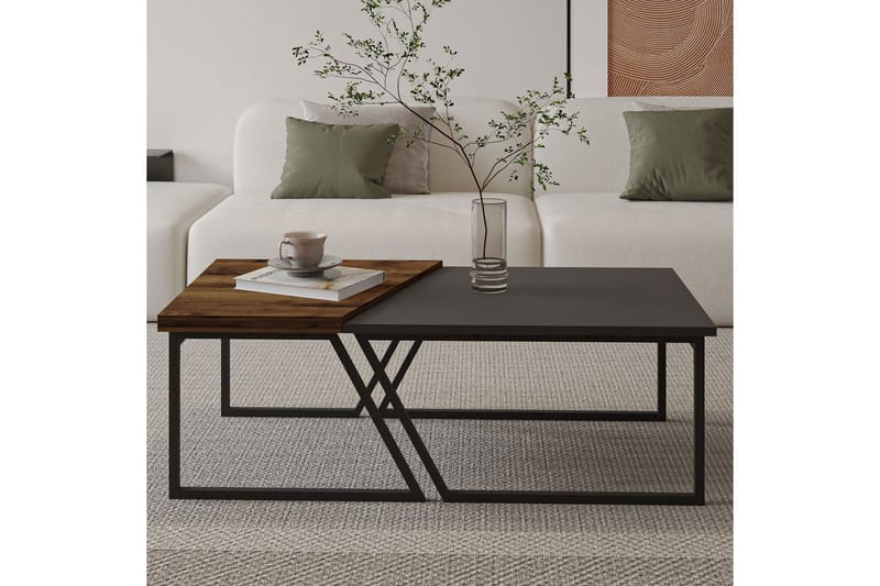 Bulskoll Stuebord 120 cm - Antrasitt/Valnøtt - Møbler - Bord - Sofabord & salongbord