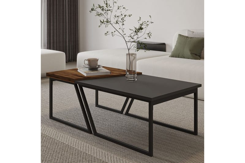 Bulskoll Stuebord 120 cm - Antrasitt/Valnøtt - Møbler - Bord - Sofabord & salongbord