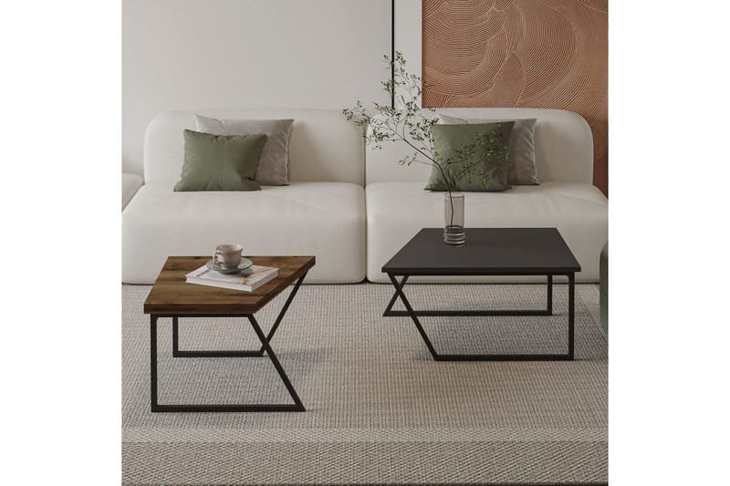 Bulskoll Stuebord 120 cm - Antrasitt/Valnøtt - Møbler - Bord - Sofabord & salongbord