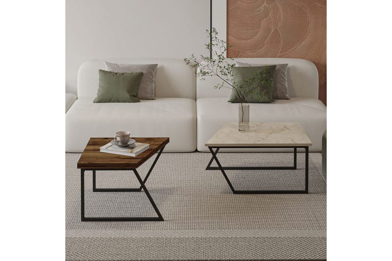 Bulskoll Stuebord 120 cm - Travertin/Valnøtt - Møbler - Bord - Sofabord & salongbord