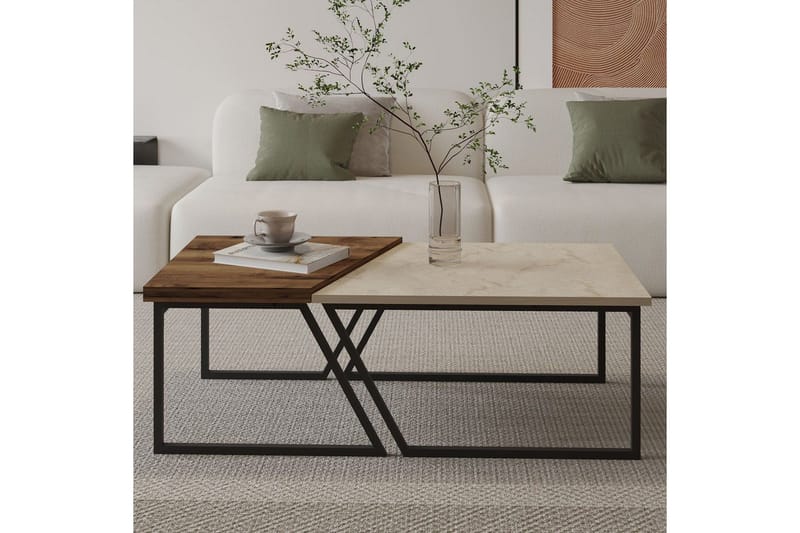 Bulskoll Stuebord 120 cm - Travertin/Valnøtt - Møbler - Bord - Sofabord & salongbord