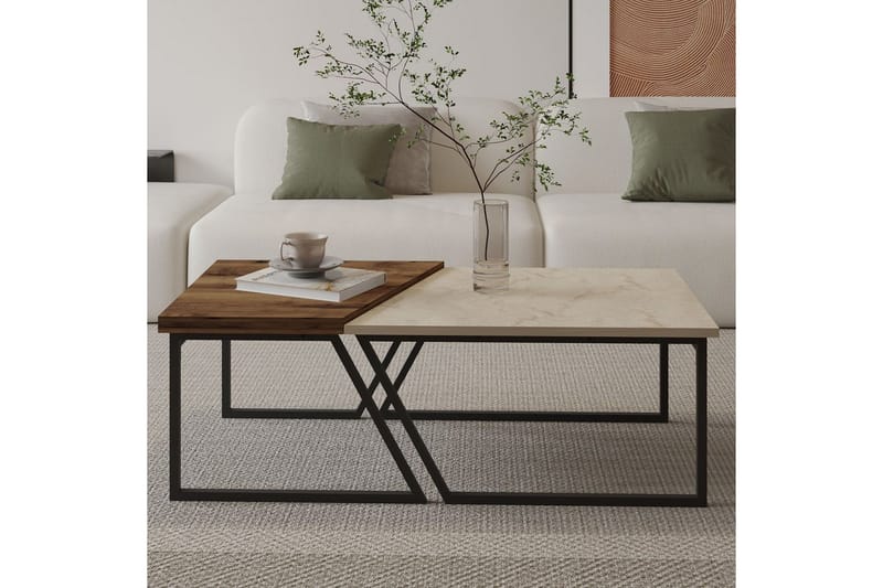 Bulskoll Stuebord 120 cm - Travertin/Valnøtt - Møbler - Bord - Sofabord & salongbord